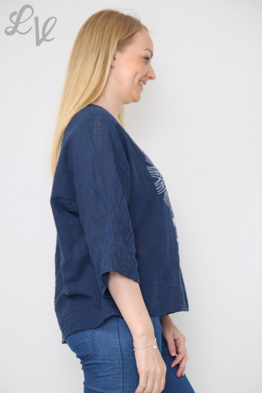 Ladies Dandelion Heart Top Navy Unit Price £7.99