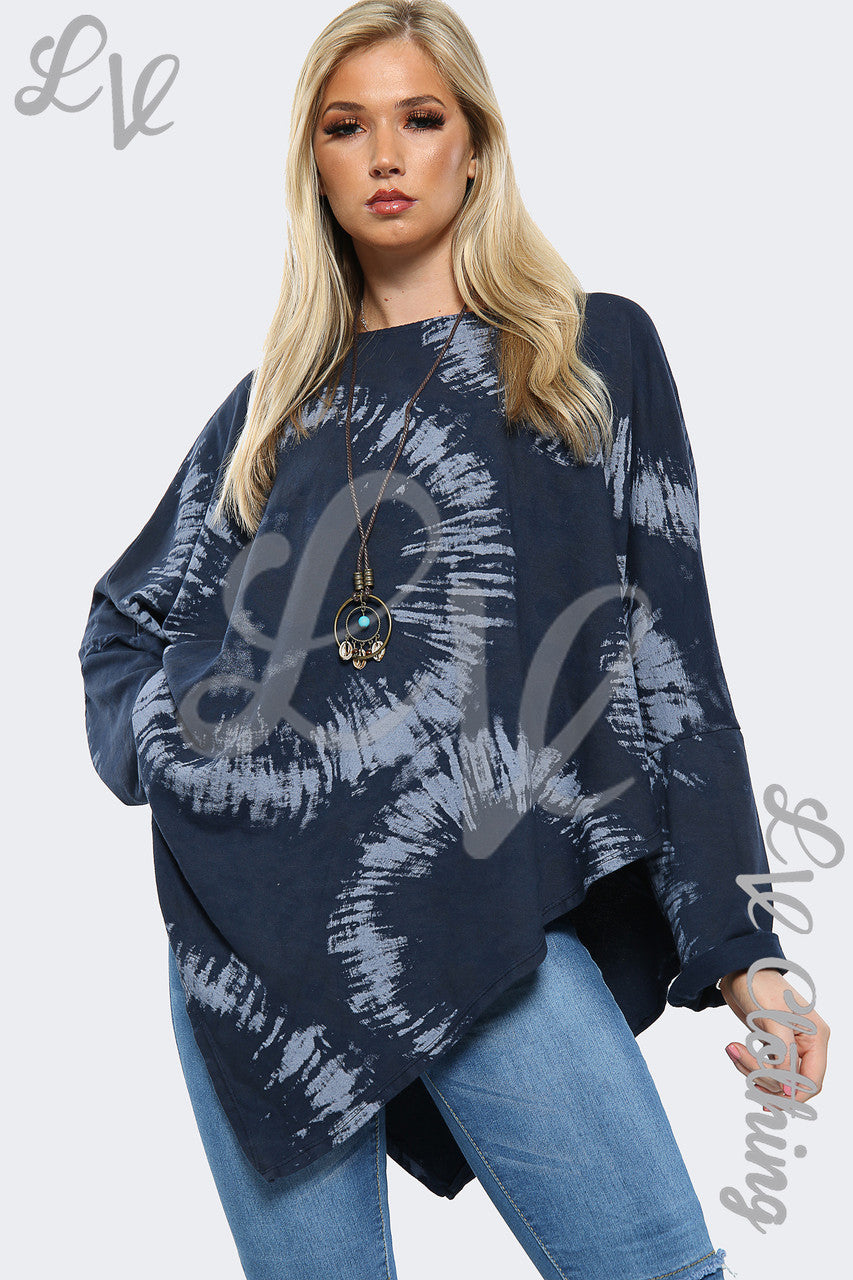 Dames Acid Wash V-Hals Top Marine - Eenheidsprijs £8.99