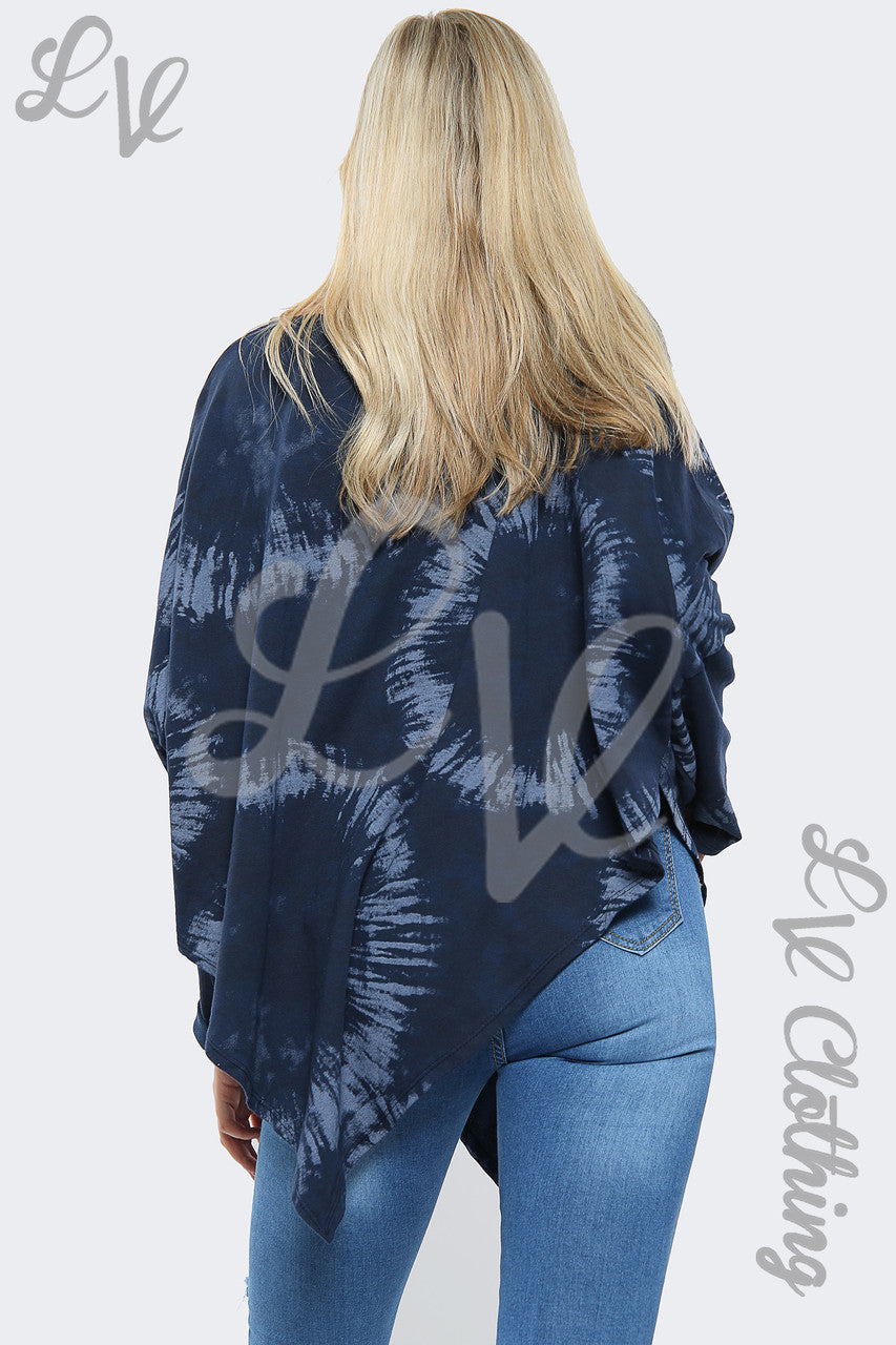 Dames Acid Wash V-Hals Top Marine - Eenheidsprijs £8.99