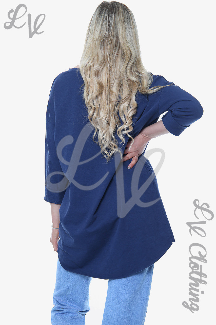 Dames Liefde Script Sweatshirt Top Navy Eenheidsprijs € 11,99