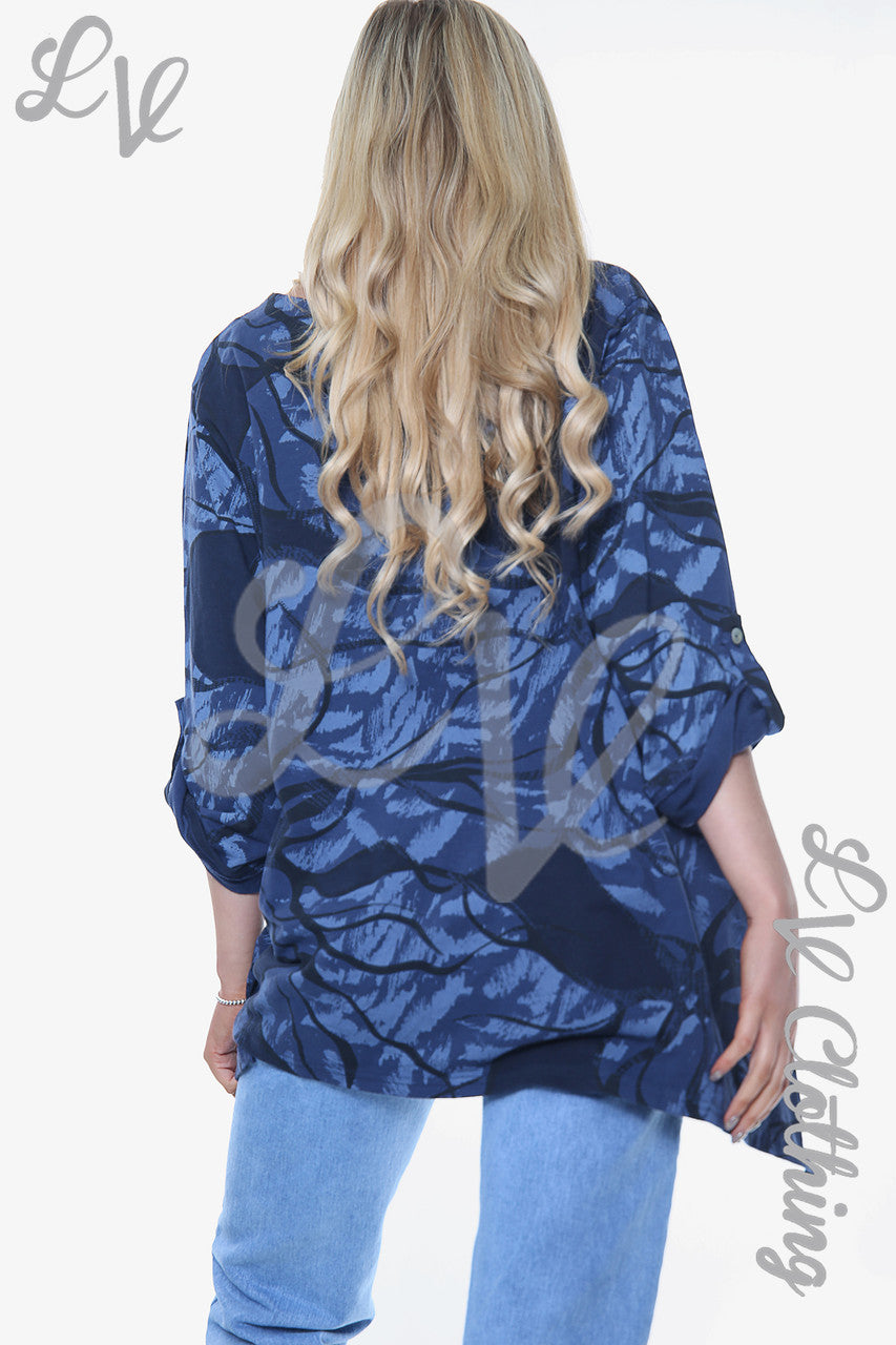 Dames Top met Abstracte Print Marineblauw Prijs WAS £11,99 NU £5,99