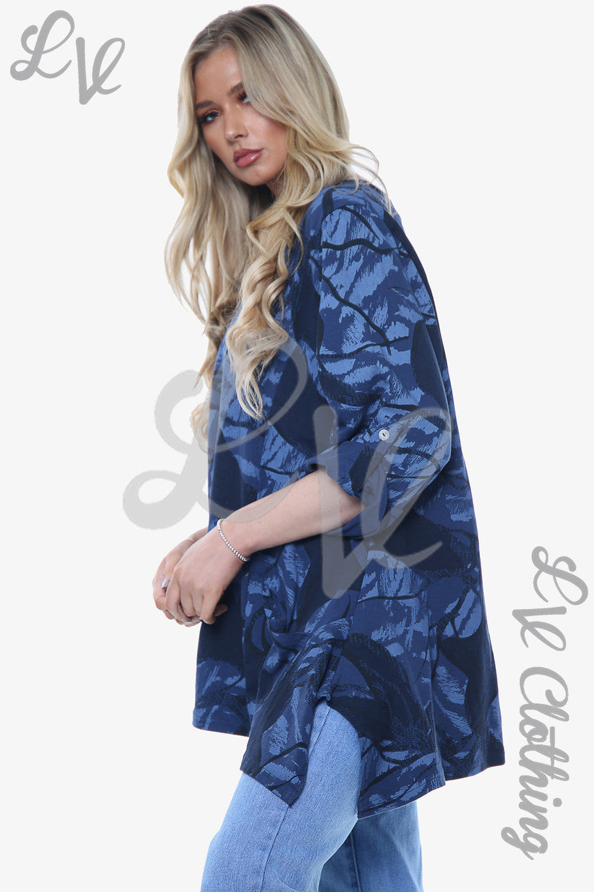 Dames Top met Abstracte Print Marineblauw Prijs WAS £11,99 NU £5,99