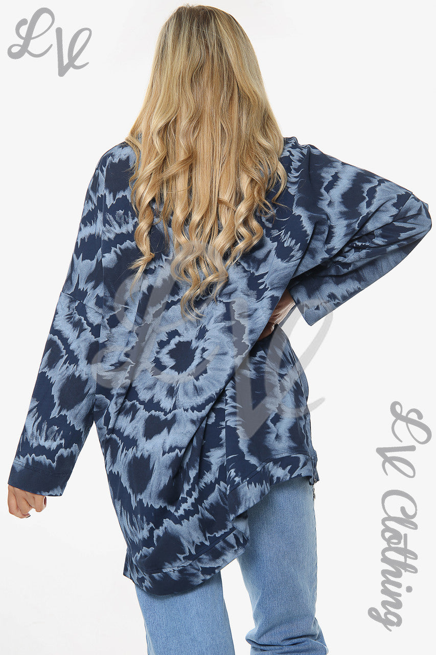 Dames Tie-dye Print Sweatshirt Top Marineblauw Stuksprijs WAS €13,99 NU €6,99