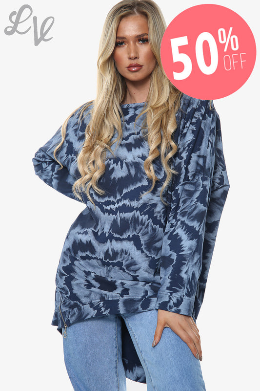 Ladies Tie Dye Print Sweatshirt Top Navy Unit Price WAS £13.99 NOW £6.99