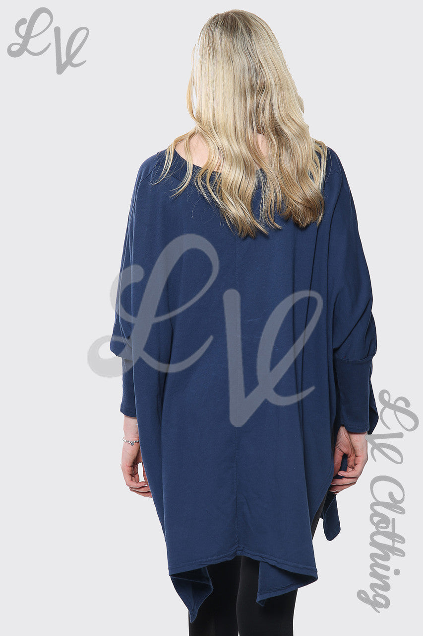 Dames Heart X Print Italiaanse Baggy Top Marine Prijs per eenheid € 17,99
