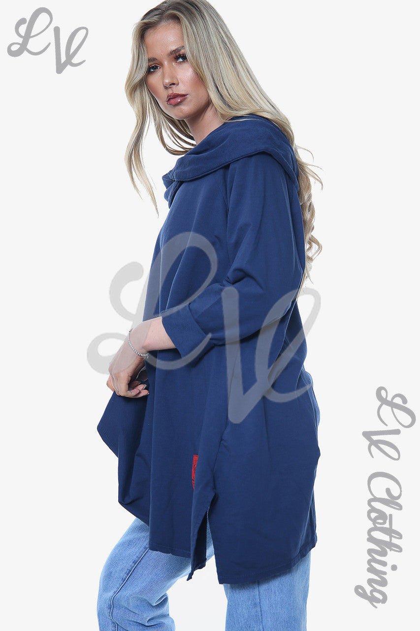 Dames Sweatshirt met Gedrapeerde Schouders Marineblauw Prijs per eenheid € 15,99