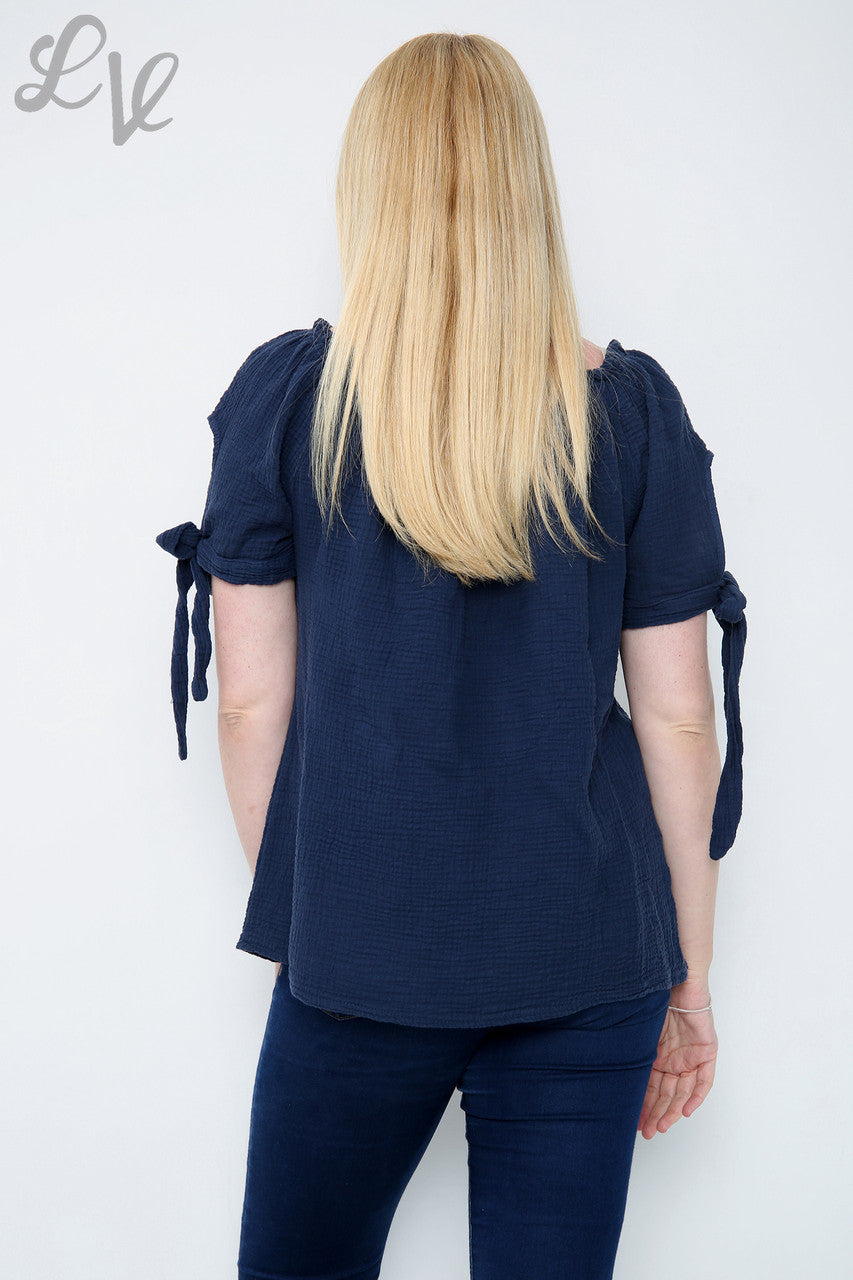Dames Effen Gypsy Top Marineblauw