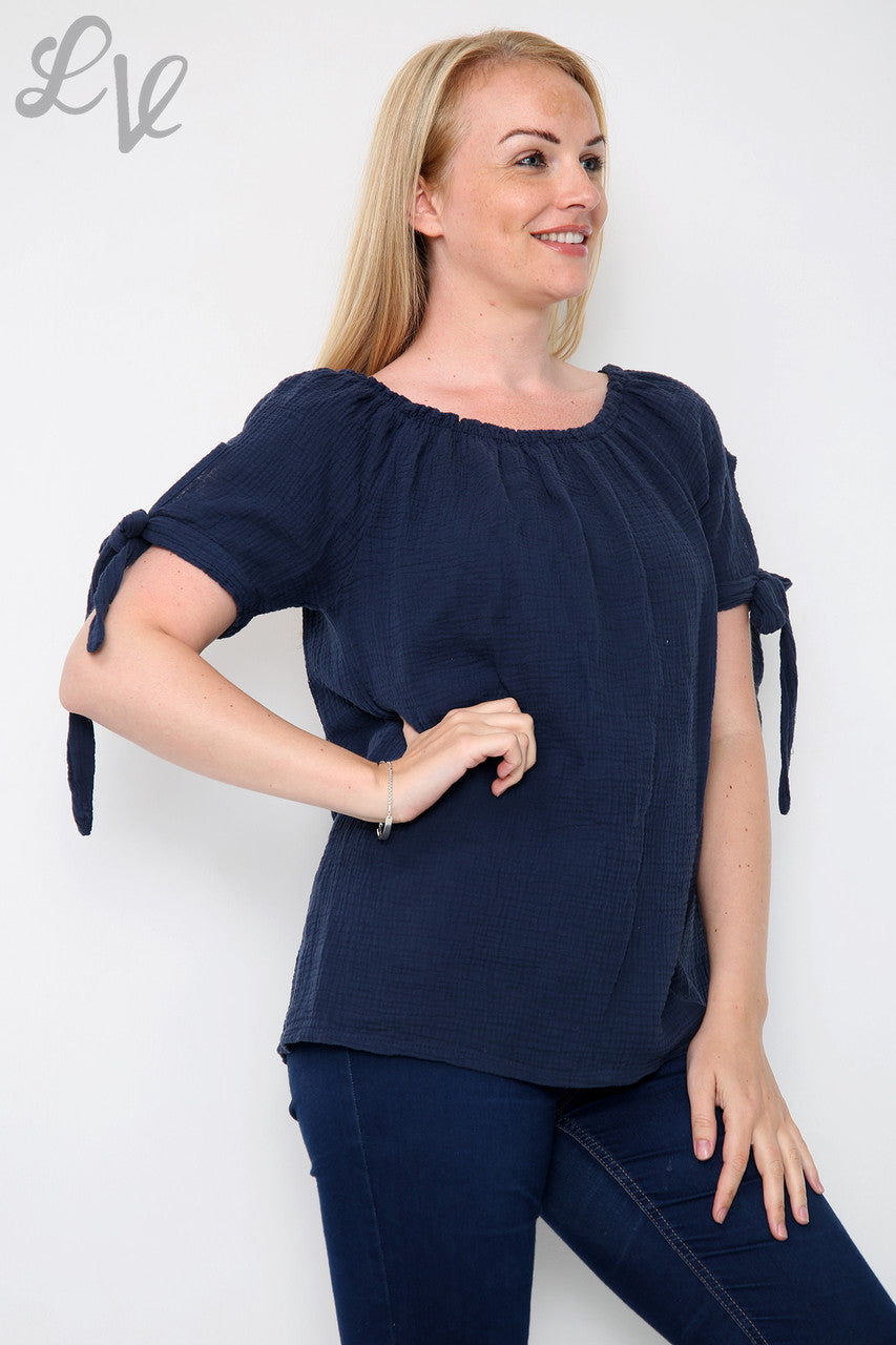 Dames Effen Gypsy Top Marineblauw
