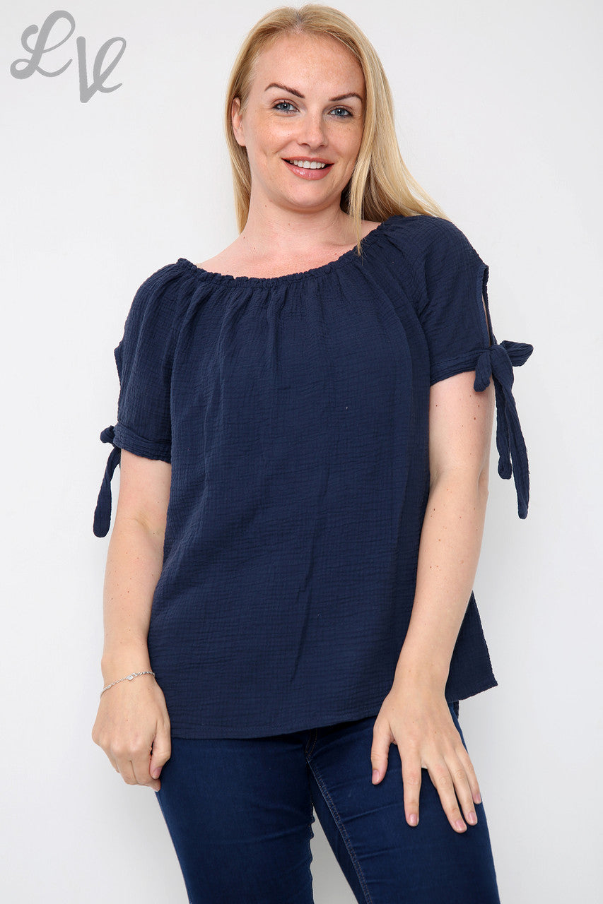 Dames Effen Gypsy Top Marineblauw