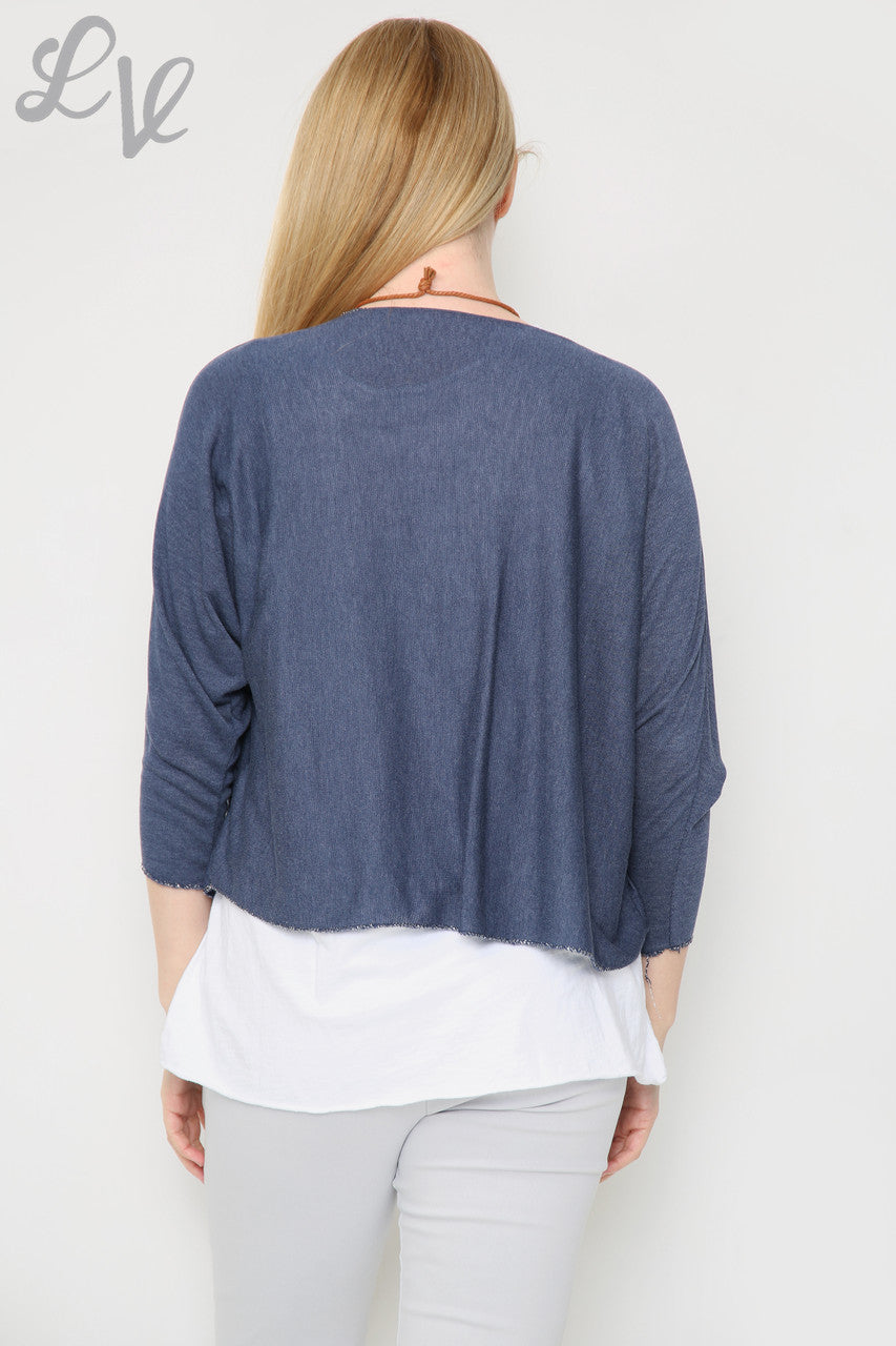 Dames Glitter Ster 2-Laags Top Met Ketting Marine Per stuk £10.99