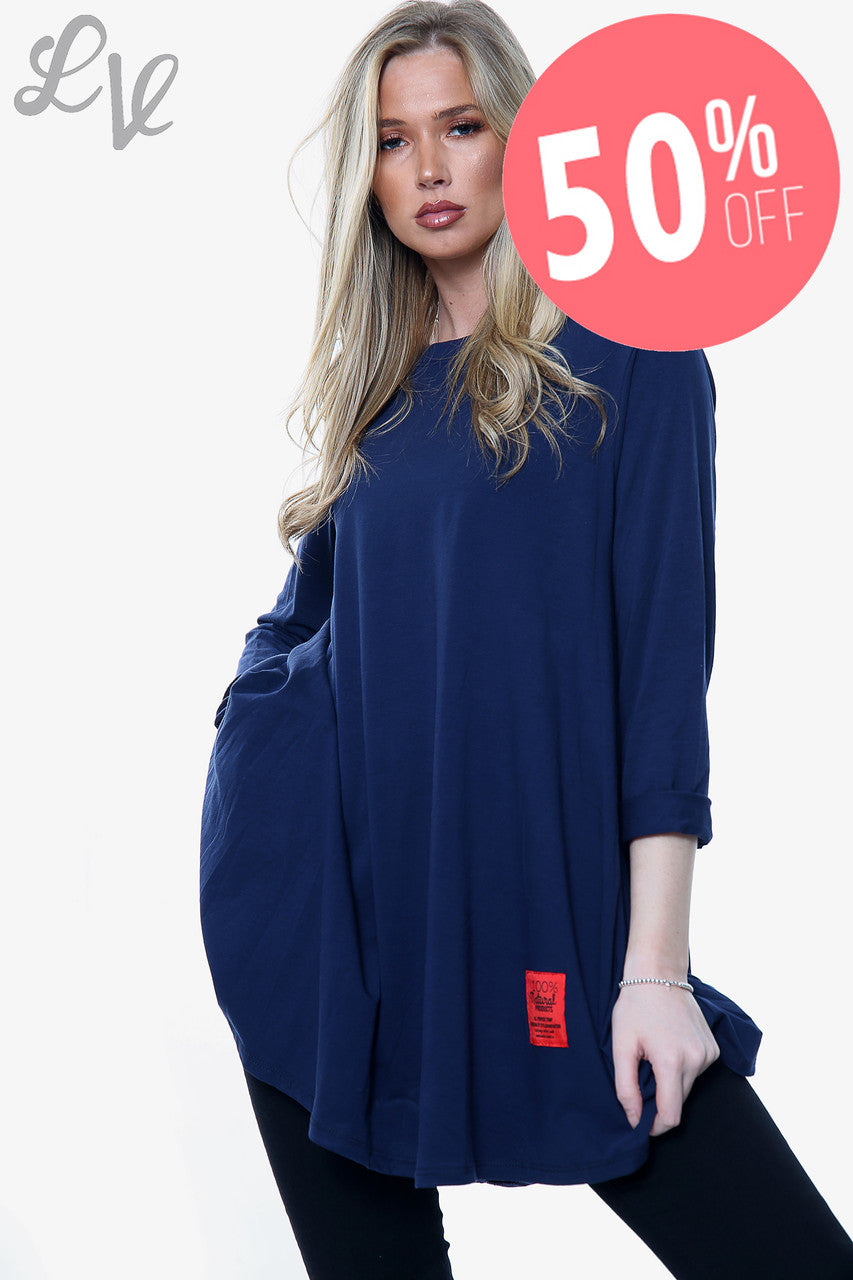 Dames Effen Swingtop Navy Stukprijs WAS €10,99 NU €5,49