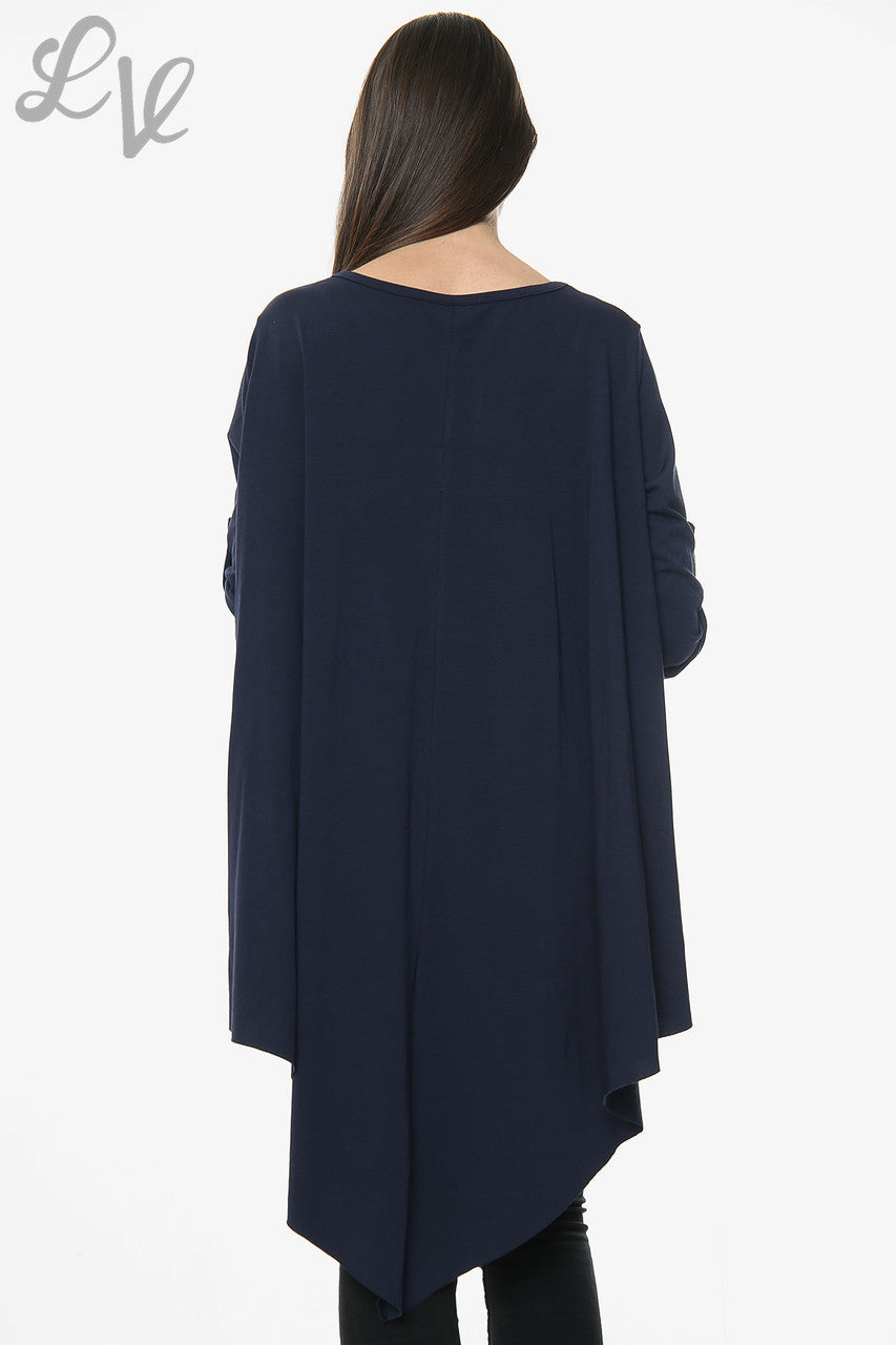 Dames Effen Asymmetrische Top Marine per stuk £ 9,99