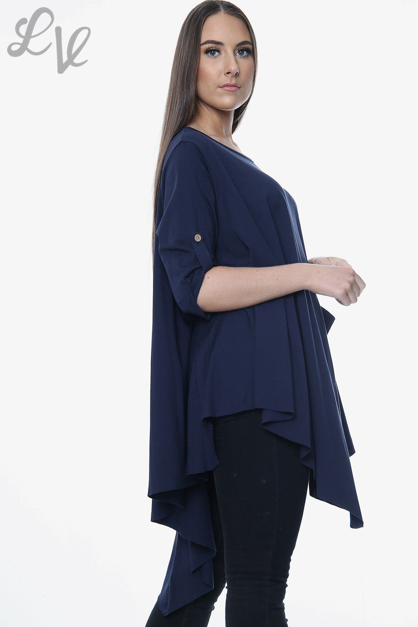 Dames Effen Asymmetrische Top Marine per stuk £ 9,99