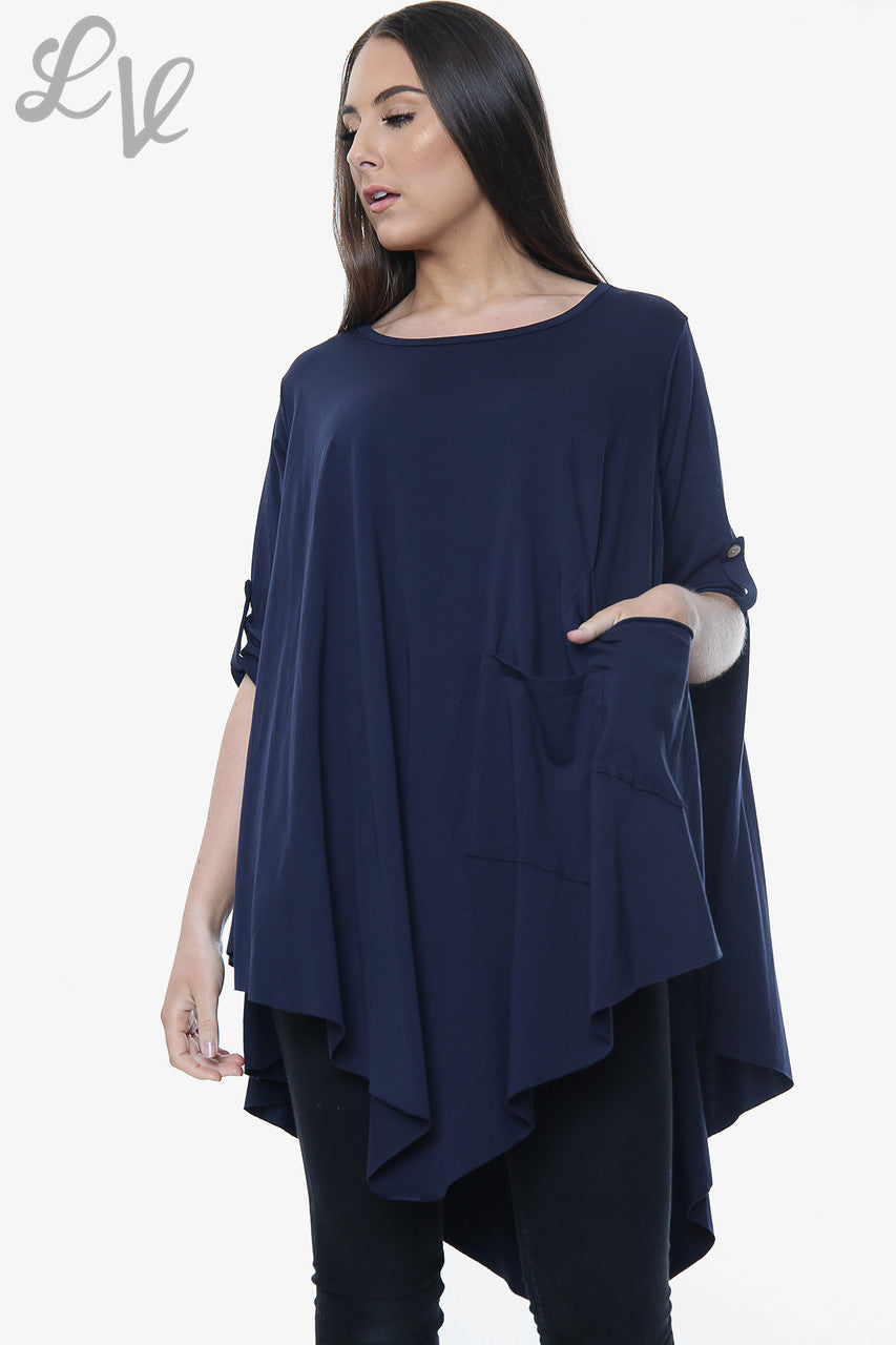 Dames Effen Asymmetrische Top Marine per stuk £ 9,99