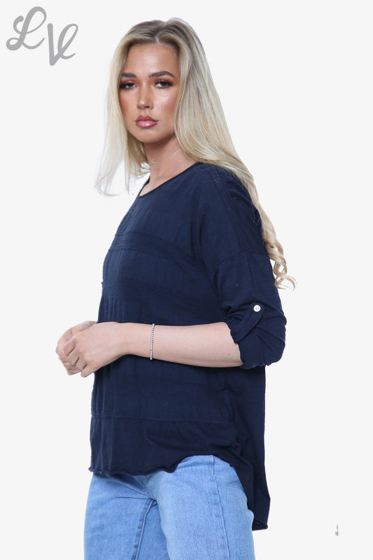 Ladies Sequin Star Detail Top Navy Unit Price £8.99