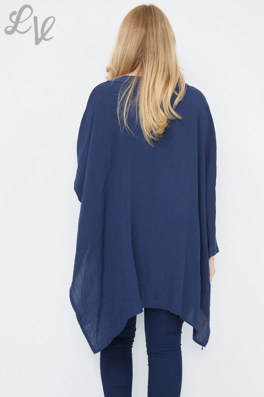 Dames Vleermuismouwentop Marineblauw Stukprijs WAS € 9,99 NU € 5,99