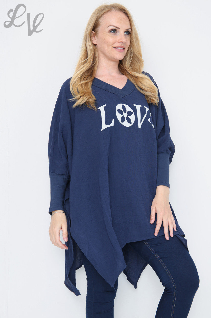 Dames Vleermuismouwentop Marineblauw Stukprijs WAS € 9,99 NU € 5,99