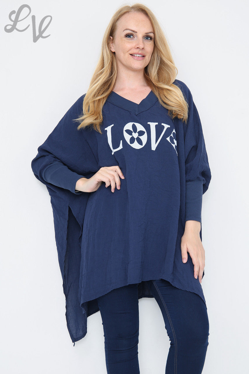 Dames Vleermuismouwentop Marineblauw Stukprijs WAS € 9,99 NU € 5,99