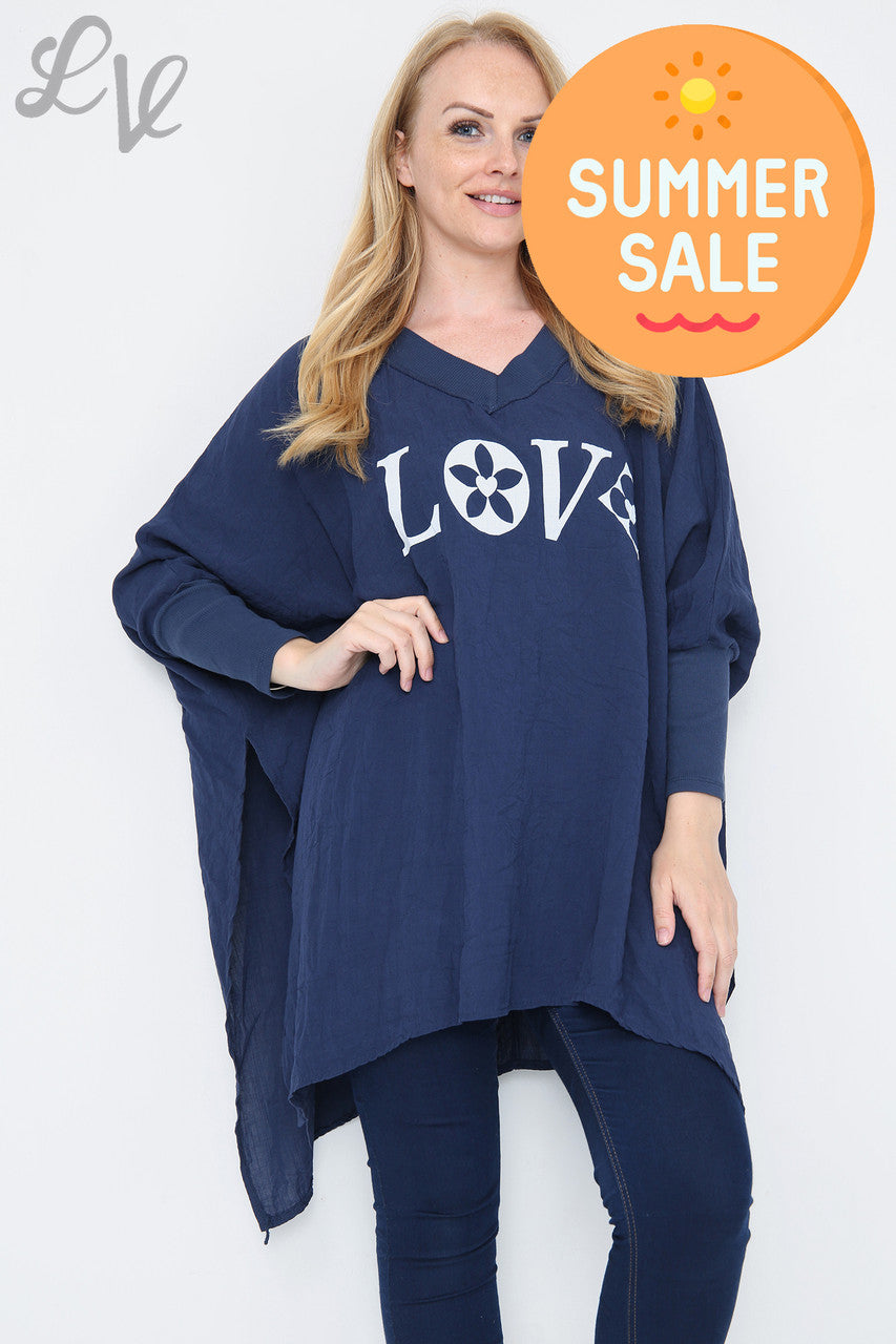 Dames Vleermuismouwentop Marineblauw Stukprijs WAS € 9,99 NU € 5,99