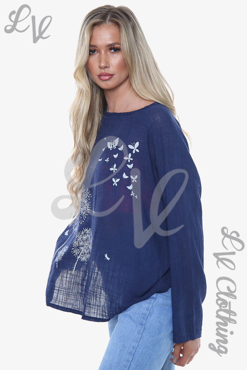 Ladies Dandelion Long Sleeve Top Navy Unit Price £10.99
