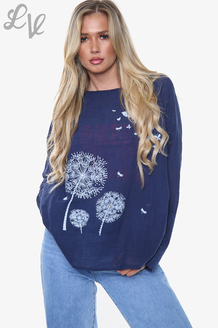 Ladies Dandelion Long Sleeve Top Navy Unit Price £10.99