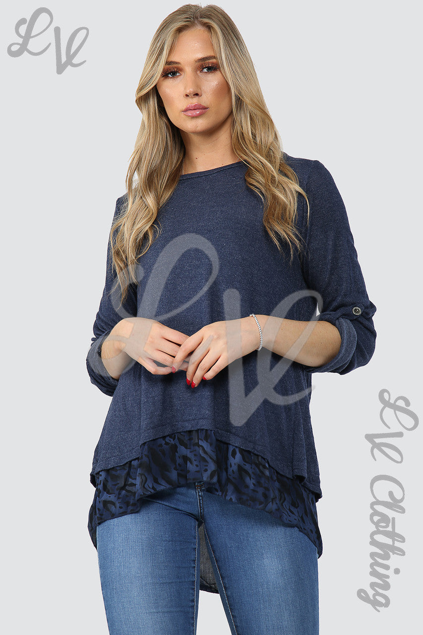 Dames Top Met Luipaardprint Marineblauw - Prijs per stuk € 12,99