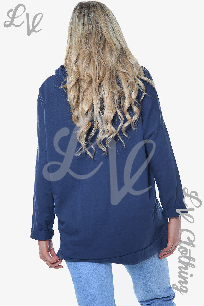 Dames Hooded Top met Diamanten Ster Marineblauw Per stuk WAS £13,99 NU £6,99
