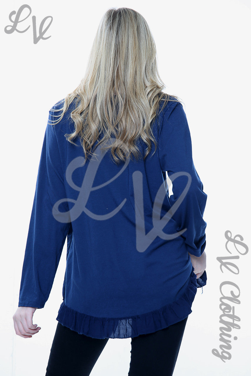 Dames top met verenprint in marineblauw Eenheidsprijs € 10,99