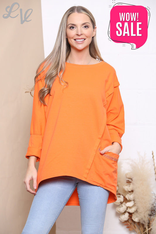 Dames Glitter Zak Sweatshirt Top Oranje