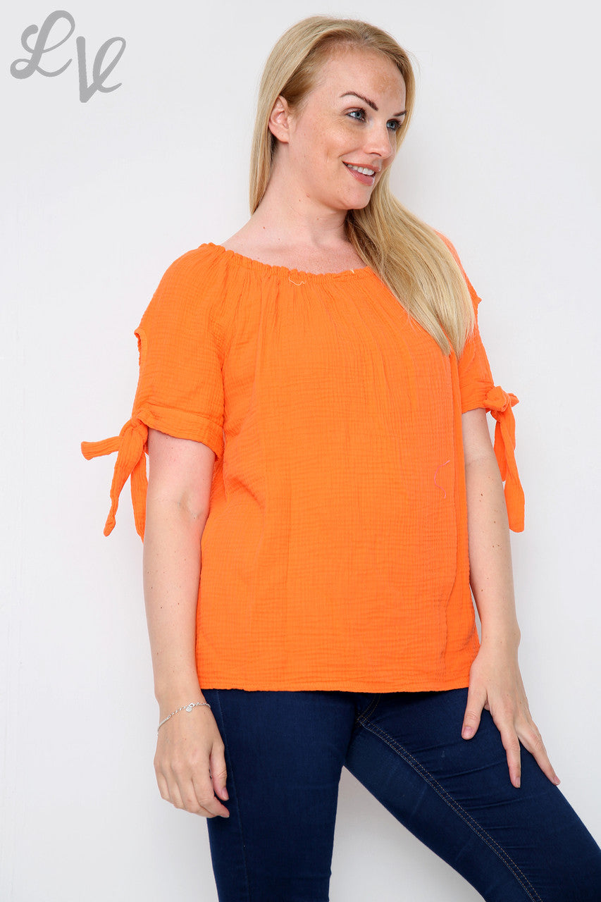 Dames Effen Gypsy Top Oranje