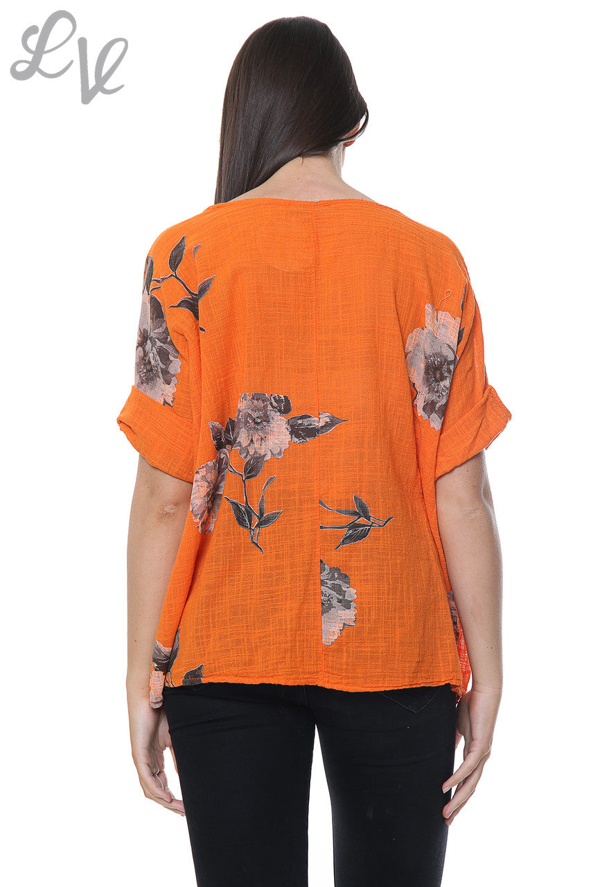 Damesbloem Schets Eenvoudige Top Oranje Stuksprijs €7,99