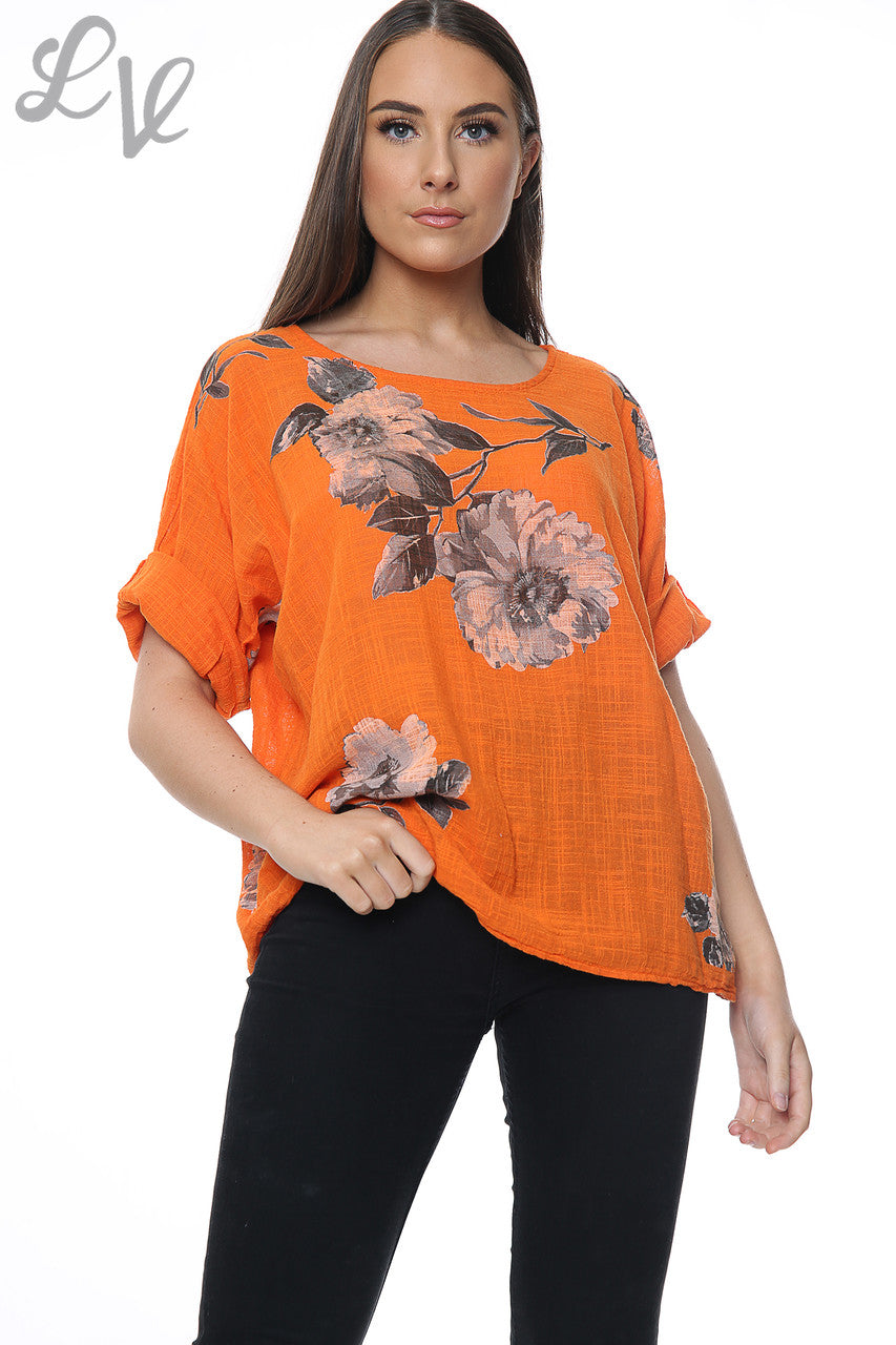 Damesbloem Schets Eenvoudige Top Oranje Stuksprijs €7,99