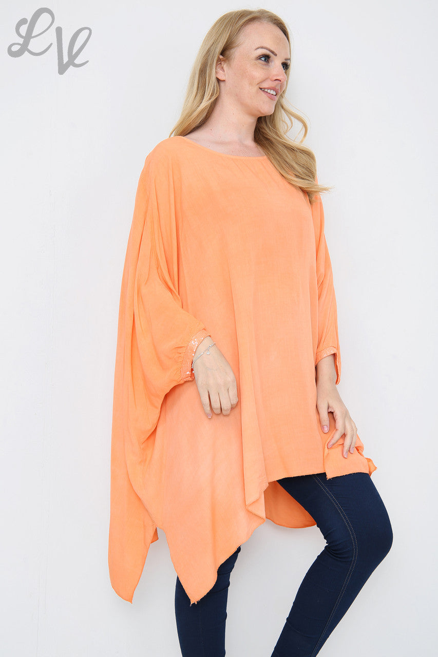Ladies Floaty Batwing Top Orange Unit Price £8.99
