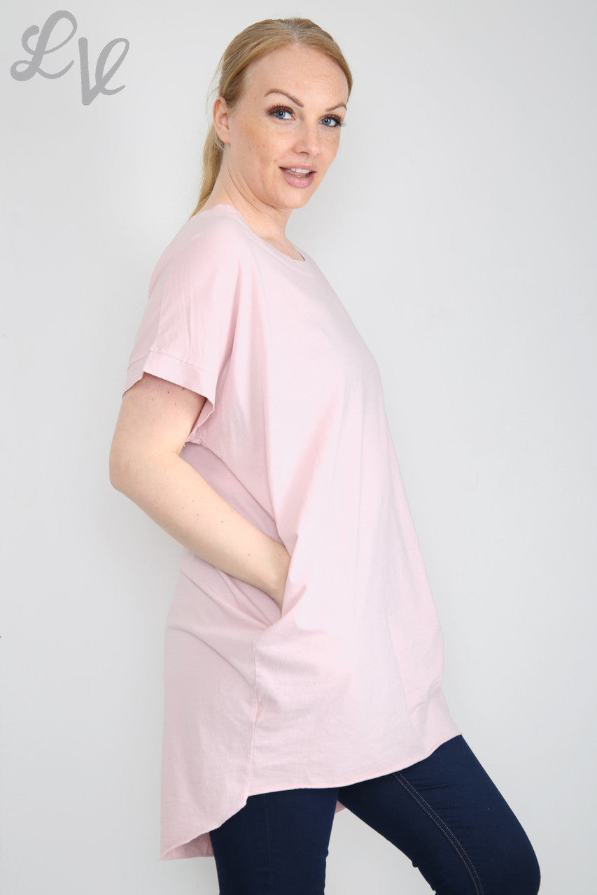 Dames Effen Eenvoudige Tuniek Top Roze Prijs per stuk €7,99