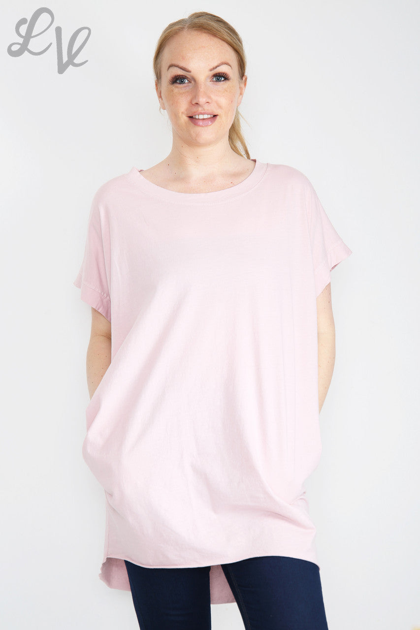 Dames Effen Eenvoudige Tuniek Top Roze Prijs per stuk €7,99