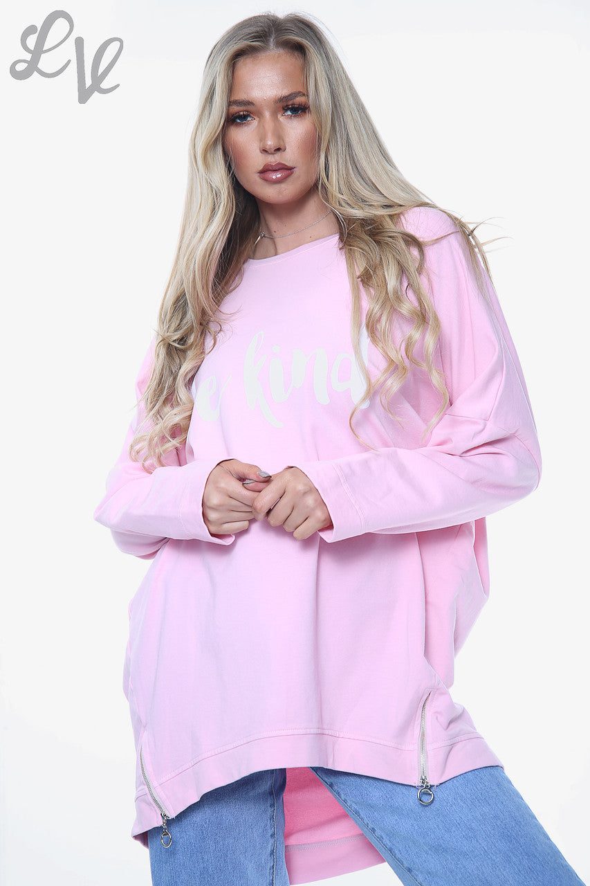Dames 'Be Kind' Sweatshirt Top Roze Eenheidsprijs £14.99