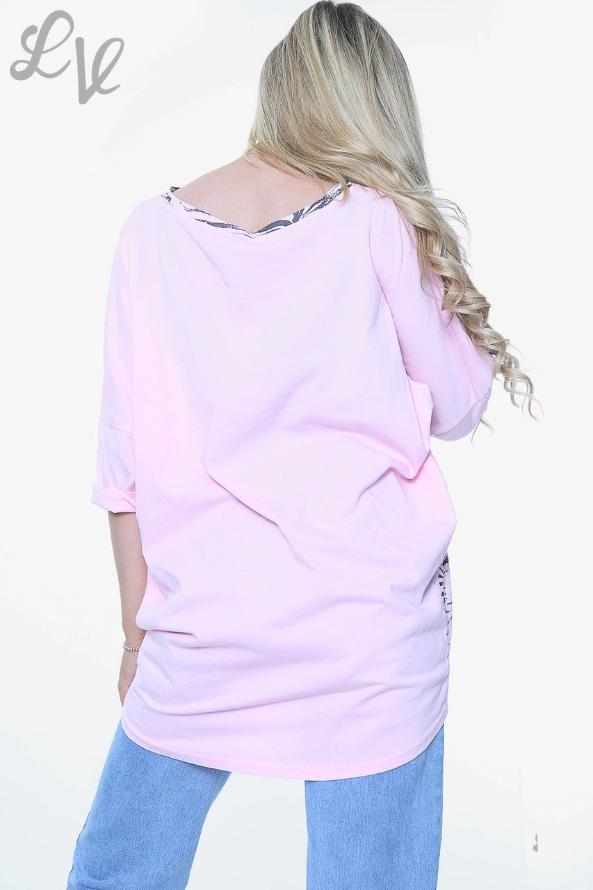 Dames Top met Dierenprint Patchwork Roze Prijs WAS €13,99 NU €6,99