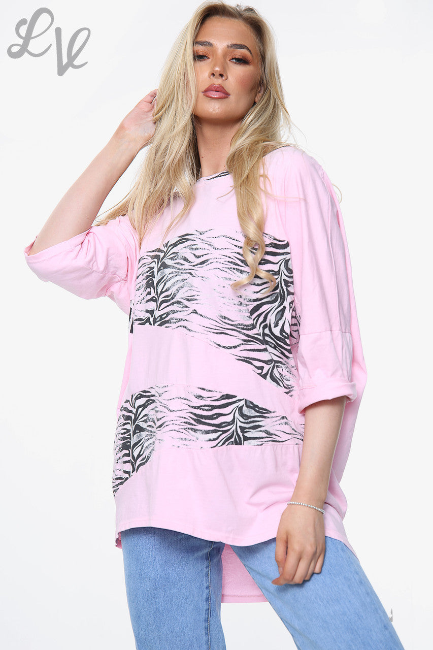 Dames Top met Dierenprint Patchwork Roze Prijs WAS €13,99 NU €6,99