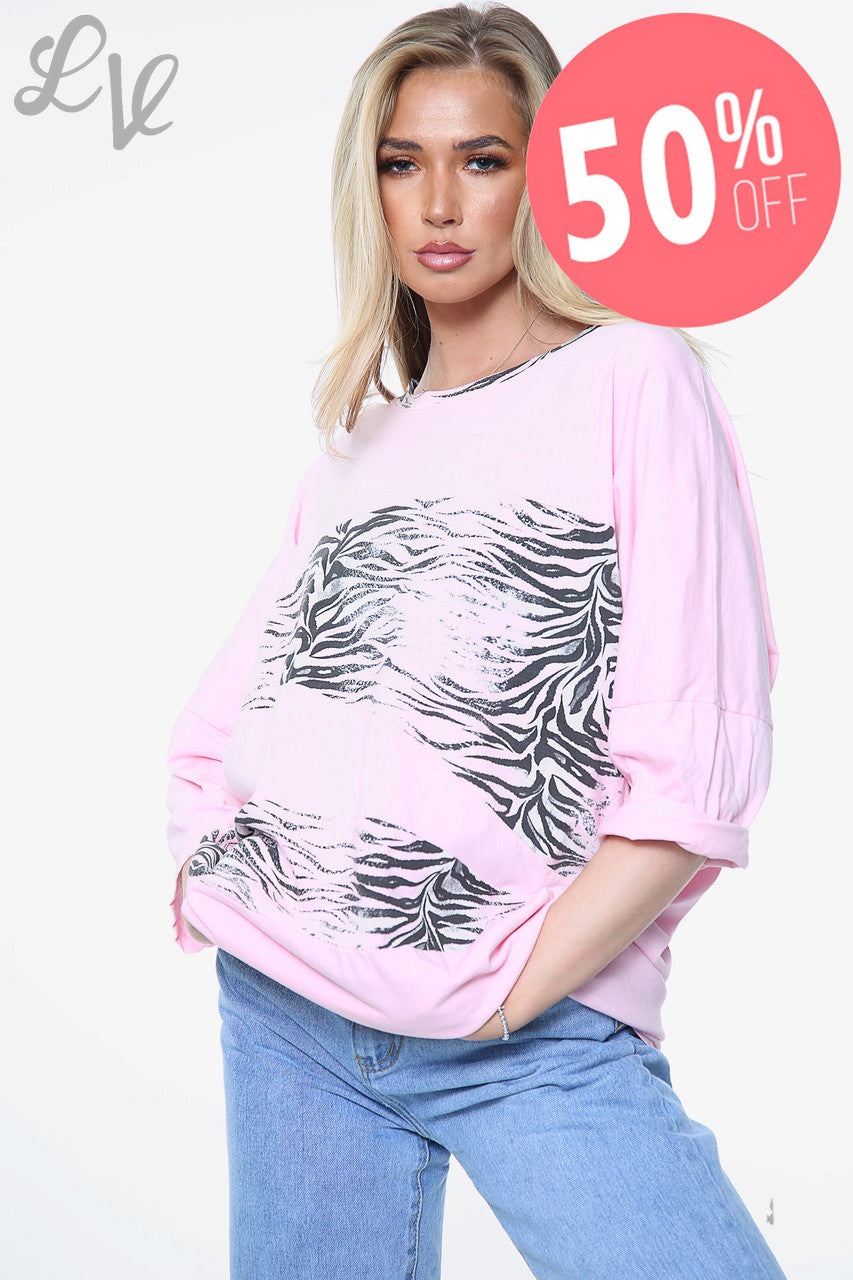 Dames Top met Dierenprint Patchwork Roze Prijs WAS €13,99 NU €6,99