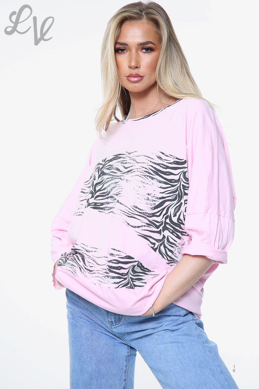 Dames Top met Dierenprint Patchwork Roze Prijs WAS €13,99 NU €6,99