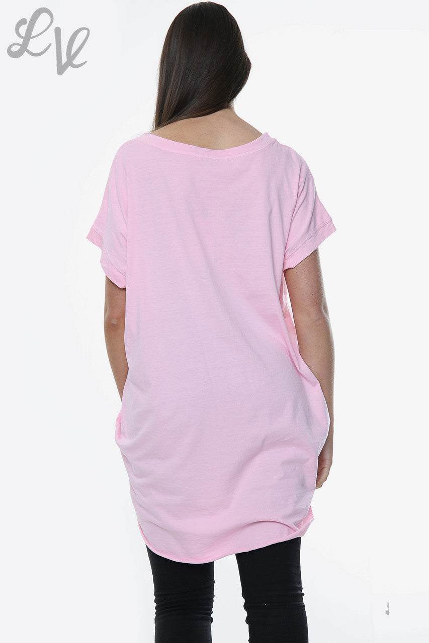 Dames Leuke Slogan Top Roze Eenheidsprijs €6,99