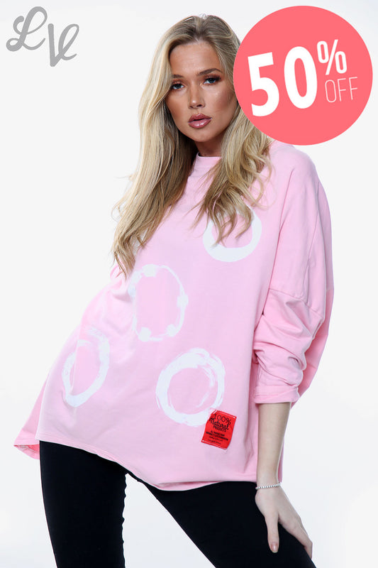 Ladies Paintbrush Shapes Print Sweatshirt Top Pink Unit Price WAS £11.99 NOW £5.99