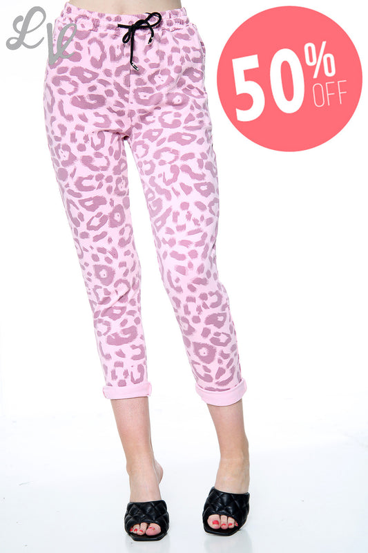 Dames Animal Luipaardprint Joggingbroek Roze Prijs WAS € 12,99 NU € 6,49
