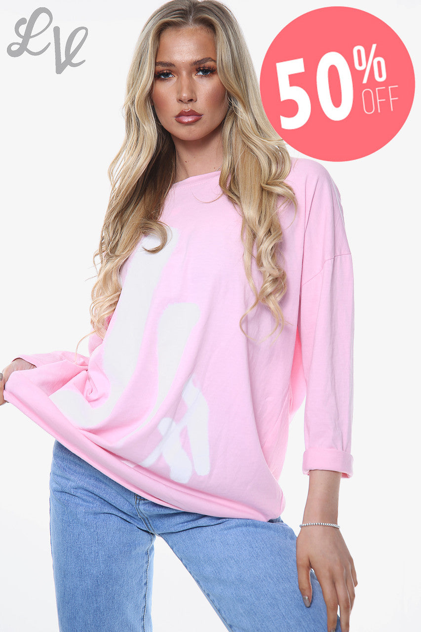 Dames Graffiti Marks Top Roze Stukprijs WAS £11,99 NU £5,99
