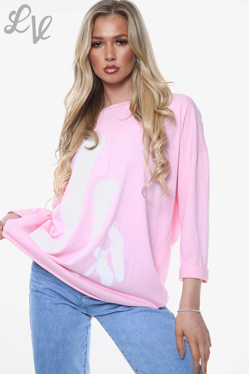 Dames Graffiti Marks Top Roze Stukprijs WAS £11,99 NU £5,99