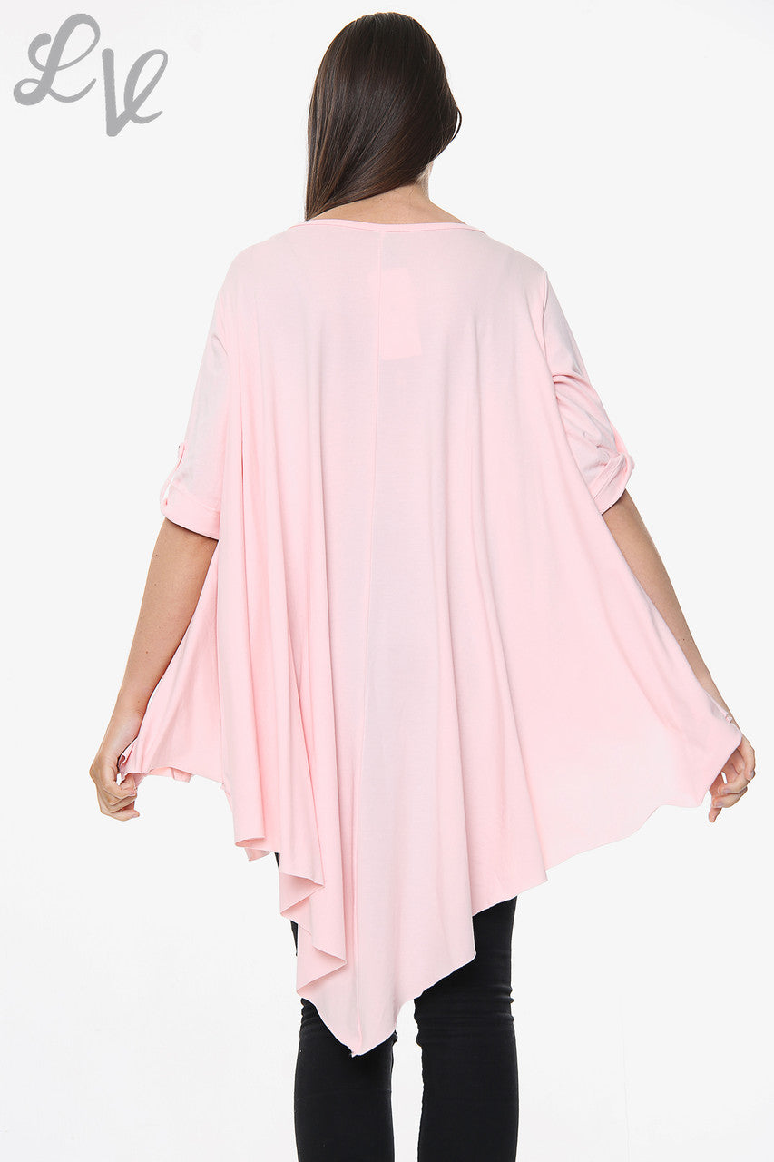 Dames Effen Asymmetrische Top Roze Stukprijs €9,99