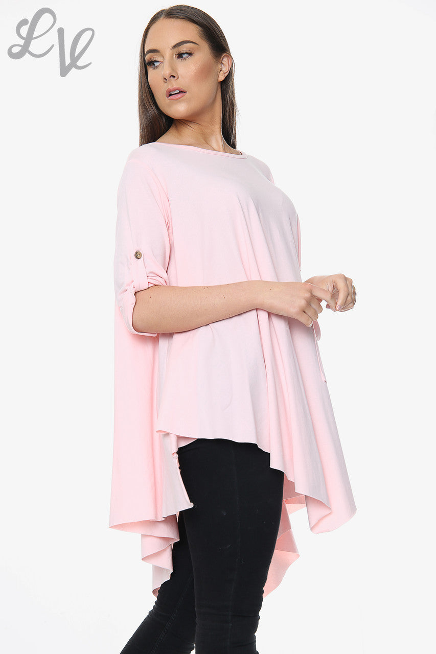 Dames Effen Asymmetrische Top Roze Stukprijs €9,99