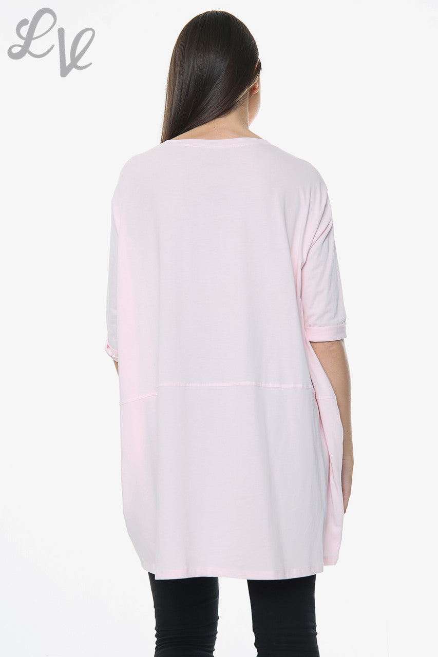 Dames Effen Top Met Zakken Roze Stukprijs €8,99
