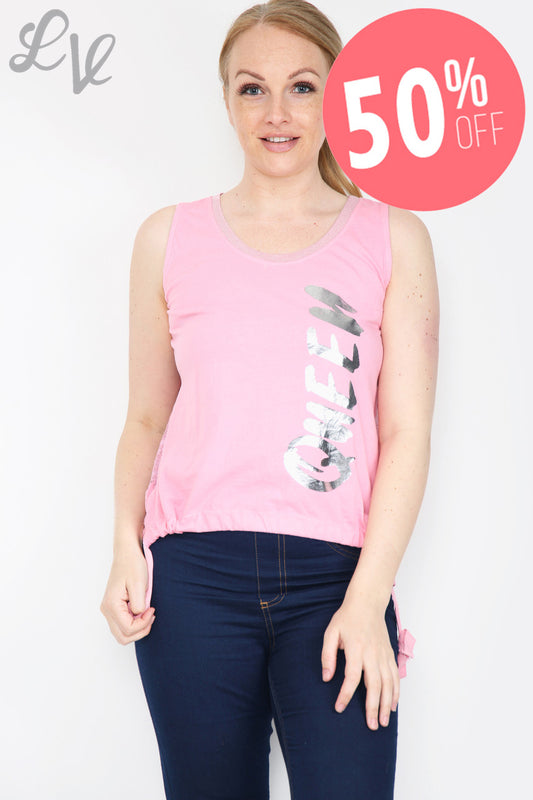 Ladies Queen Lace Back Vest Top Pink Unit Price WAS £9.99 NOW £4.99