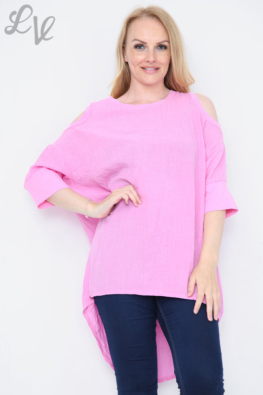Ladies Cut Shoulder Top Pink Unit Price £9.99